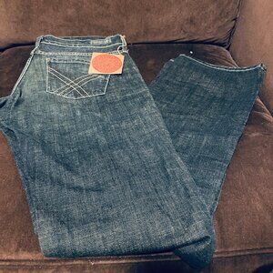 NEW James cured by seun jeans Low Rise Vintage Boot Cut dark blue wash